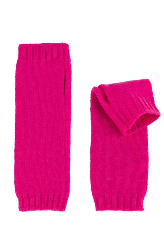 Fuchsia pink plain cashmere arm warmers.
